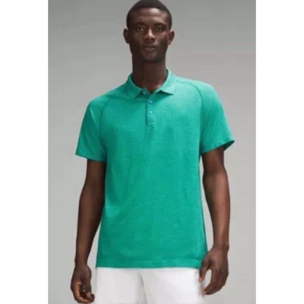 Lululemon Metal Vent Tech Polo Shirt Size Small Green Blue Short Sleeve